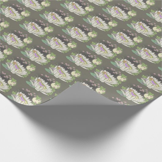 SchlafenBlumen-feenhafte Mondschein-Sterne Geschenkpapier (Ecke)