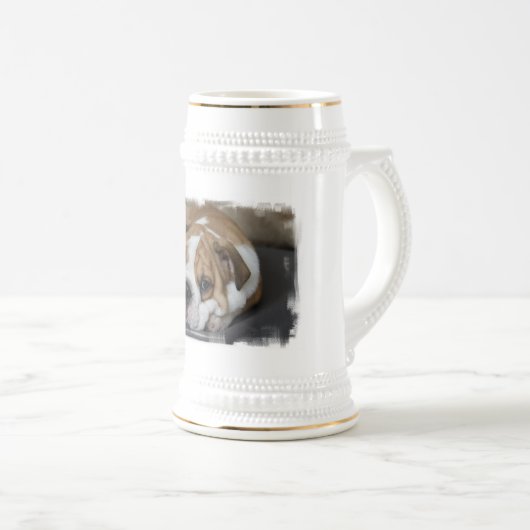 Schlafenbulldoggen-Bier Stein Bierglas (VorderseiteRechts)