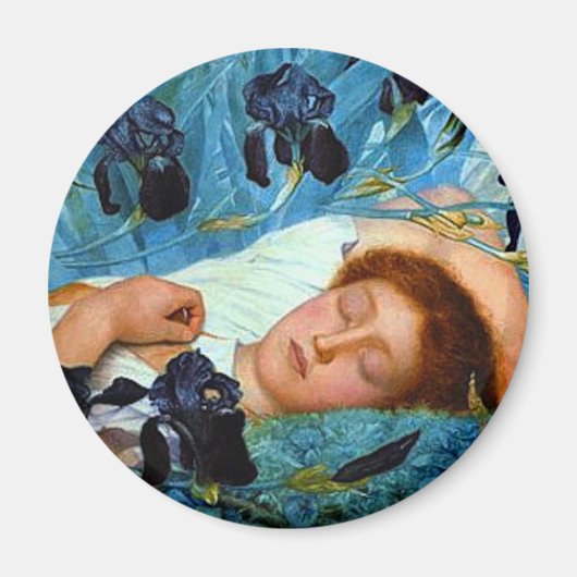 Schlafend in den Schwertlilien Magnet (Vorne)