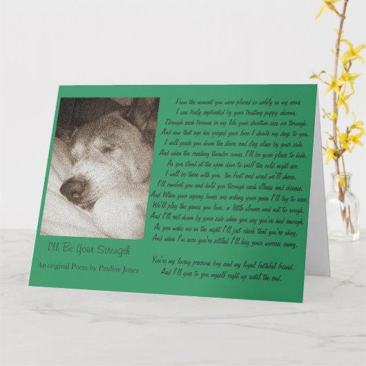 Schlafende alte akita Hund Tier Beileid Gedicht gr Karte (Gelbe Blume)