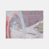 schlafende Außenkatze Digitale Kunst Wasserfarbe Fleecedecke (Vorderseite (Horizontal))