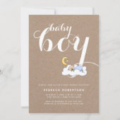 Schlafende Baby-Dusche Kraftpapiertypografie Einladung (Vorderseite)