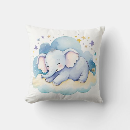 Schlafende Baby Elephant Boho Name Kinderzimmer Ki Kissen (Vorderseite)