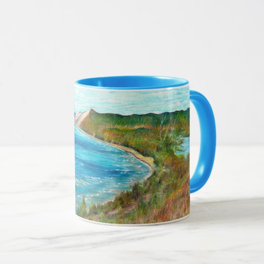 Schlafende Bären Dunes Lakeshore Michigan Beach Tasse (VorderseiteRechts)