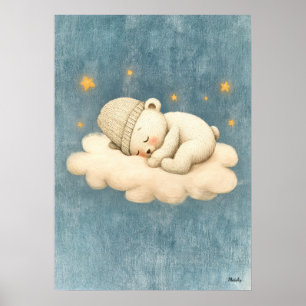 Schlafende Bärenwolken-Kinderzimmer-Baby-Illustrat Poster