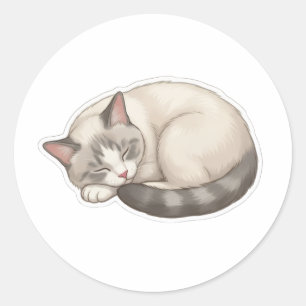 Schlafende BB Katze Niedliche Kuschelkatze Runder Aufkleber