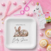 Schlafende Bunny Neutral Farben Vielen Dank Pappteller (Party)