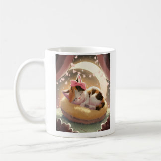 Schlafende Calico Katze, cuye Cat Nickerchen Kaffeetasse