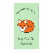 Schlafende Cartoon Fox Buchzeichen auf Grün (Vorne)