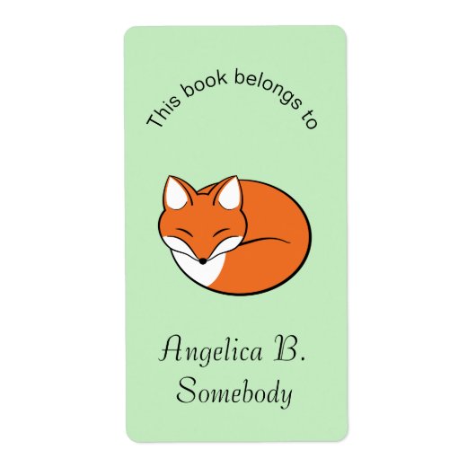 Schlafende Cartoon Fox Buchzeichen auf Grün (Vorne)