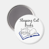 Schlafende Cat Books Magnet (Vorderseite/Rückseite)
