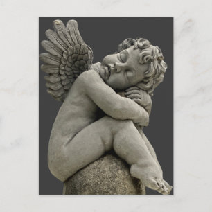 Schlafende Cherub-Engel-Skulptur-Postkarte. Postkarte