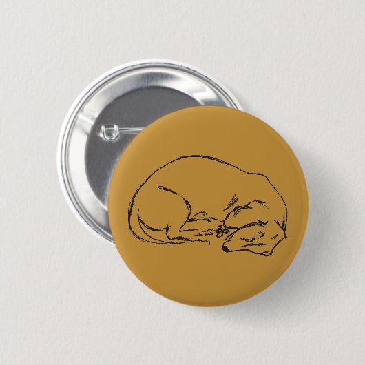 Schlafende Dackel Hund Abzeichen Button (Vorne & Hinten)