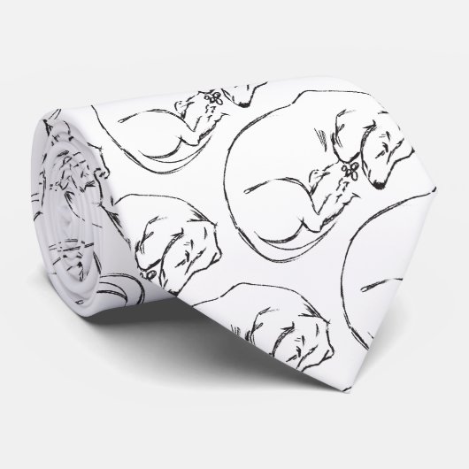 Schlafende Dackel Hunde Krawatte (Gerollt)