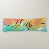 Schlafende Erholung Korallengelb Türkis Wasserfarb Seitenschläferkissen (Rückseite)