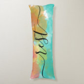 Schlafende Erholung Korallengelb Türkis Wasserfarb Seitenschläferkissen (Vorderseite Vertikal)