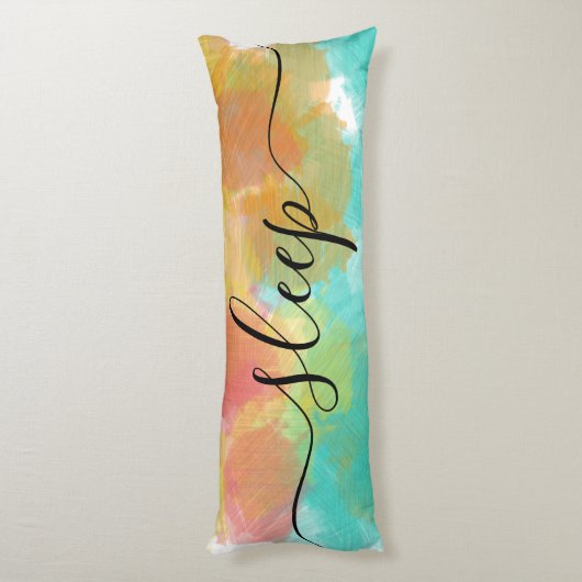 Schlafende Erholung Korallengelb Türkis Wasserfarb Seitenschläferkissen (Rückseite (Vertikal))