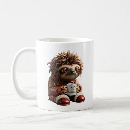 Schlafende Faultier-Figur-Illustration Kaffeetasse (Links)