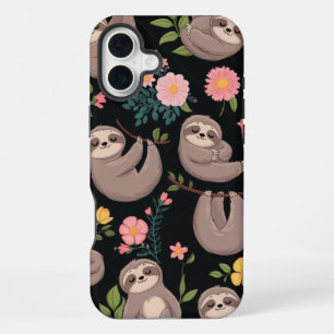 Schlafende Faultiere und florale Träume iPhone 16 Plus Hülle