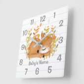 Schlafende Fauna Kinderzimmer Wall Clock Quadratische Wanduhr (Winkel)