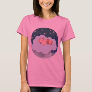 Schlafende Ferkel Cartoon Frauen T-Shirt