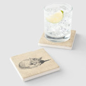 Schlafende Fohlen Illustrierte Kunst Niedliches Vi Steinuntersetzer (Seitenansicht)