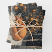 Schlafende Fox Whimsical Rustikale Weihnachtsdekou Geschenkpapier Set (Beispiel)