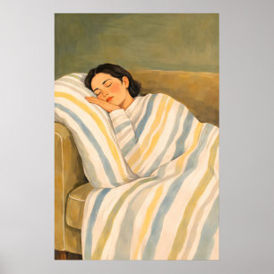Schlafende Frau Sofa Poster, Gemütliche entspannen Poster