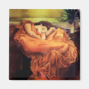 Schlafende Frauen in orange - im Juni in Flammen Magnet