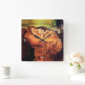 Schlafende Frauen in orange - im Juni in Flammen Quadratische Wanduhr (Zuhause)