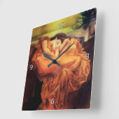 Schlafende Frauen in orange - im Juni in Flammen Quadratische Wanduhr (Winkel)