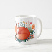 Schlafende Fuchs-Blumen-Süße Illustration Kaffeetasse (VorderseiteRechts)
