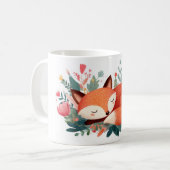 Schlafende Fuchs-Blumen-Süße Illustration Kaffeetasse (Vorderseite Links)