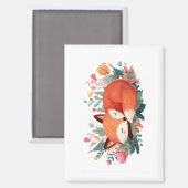 Schlafende Fuchs-Blumen-Süße-Illustration Magnet (Vorderseite/Rückseite)