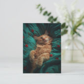 Schlafende Ginger-Katze  Postkarte (Stehend Vorderseite)
