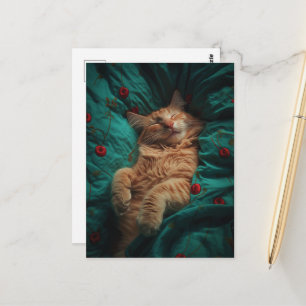 Schlafende Ginger-Katze  Postkarte