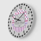Schlafende graue Katze Gemustert Oval Large Clock Große Wanduhr (Winkel)