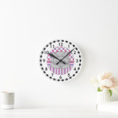 Schlafende graue Katze Gemustert Oval Large Clock Runde Wanduhr (Zuhause)