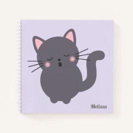 Schlafende Graue Katze Lila Personalisiertes Notiz Notizblock