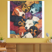 Schlafende Hunde Welpen Klein - Pointillism Art St Leinwanddruck (Insitu (Wohnzimmer))