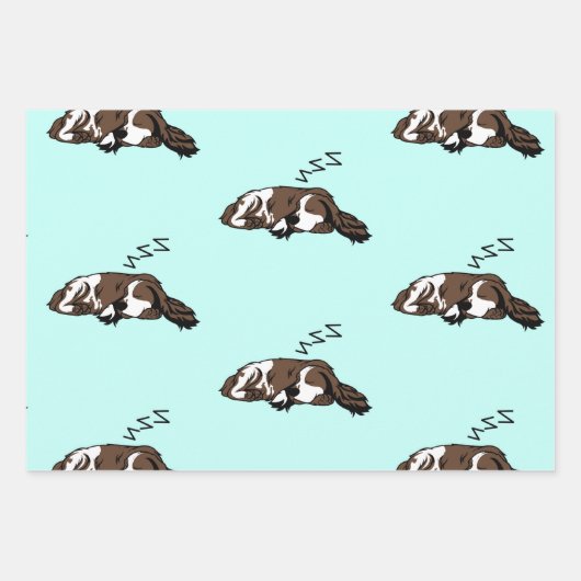 Schlafende Hunde ZZZ Cocker Spaniel Haustiere Besi Geschenkpapier Set (Vorderseite)
