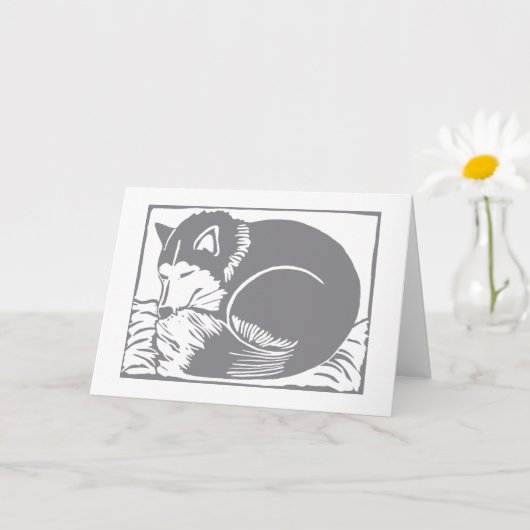 Schlafende Husky-Grußkarte Karte (Kleine Pflanze)