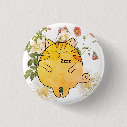 Schlafende Ingwerkatze Button (Vorderseite)