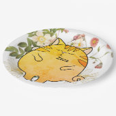 Schlafende Ingwerkatze Pappteller (Schrägansicht)