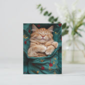 Schlafende Ingwerkatze Postkarte (Stehend Vorderseite)