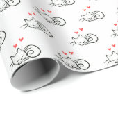 Schlafende Kätzchen mit Herz Geschenkpapier (Rolleneckpunkt)