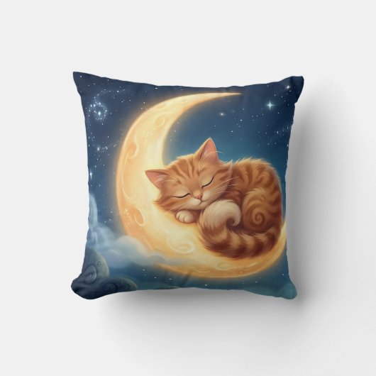 Schlafende Katze auf dem Mond Kinderzimmer-Kissen Kissen (Vorderseite)