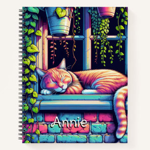 Schlafende Katze auf Fensterbank Ai Kunst Personal Notizblock