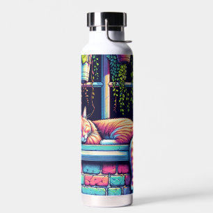 Schlafende Katze auf Fenstersims Ai-Kunst Trinkflasche