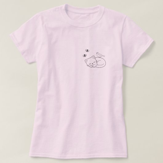 Schlafende Katze Einfach T-Shirt (Design vorne)